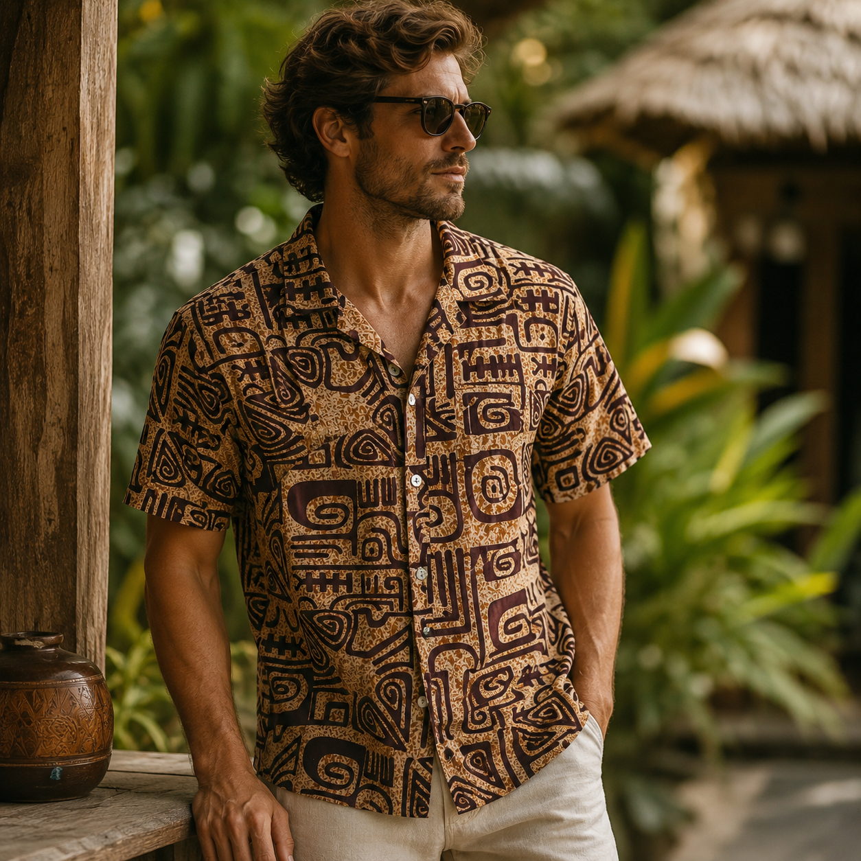 Tamatoa - Chemise tahitienne tatouages traditionnels