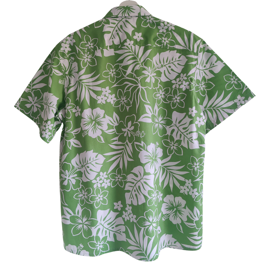 Chemise polynésienne Manéa, hibiscus et fougères de Tahiti