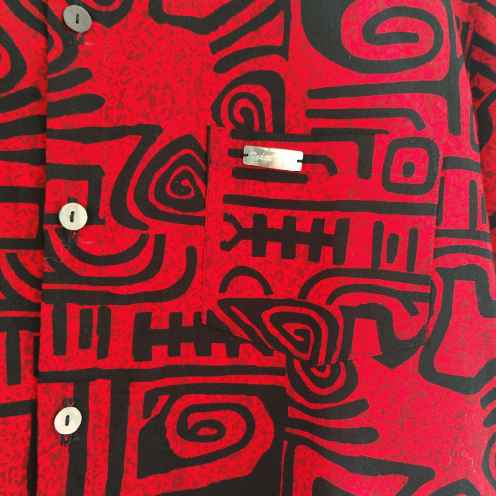 Chemise polynésienne Taku, tissu motifs tatouages