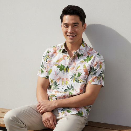 Chemise Haumana blanc portée - homme asiatique