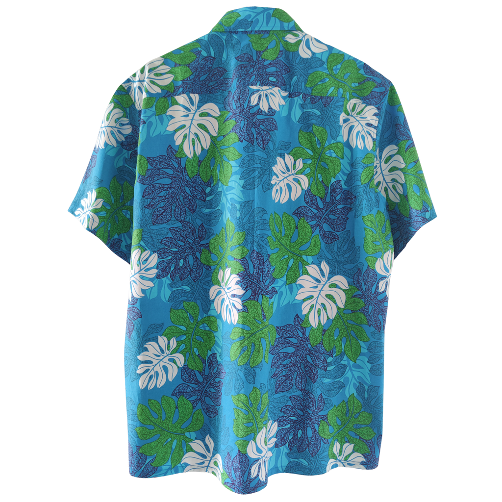 Chemise tahitienne Tiko turquoise - vue de dos