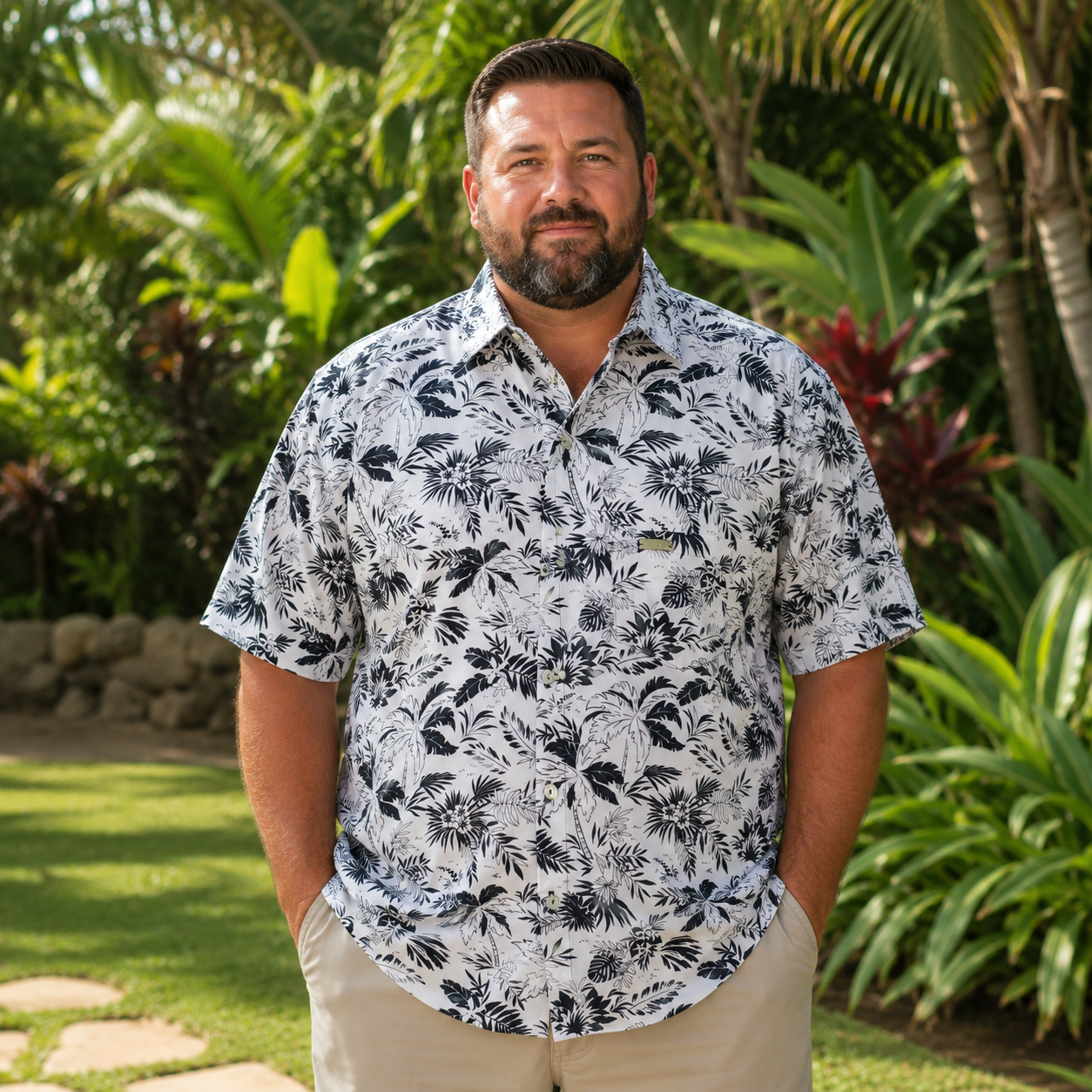 Heifara- Chemise tahitienne Jardin tropical