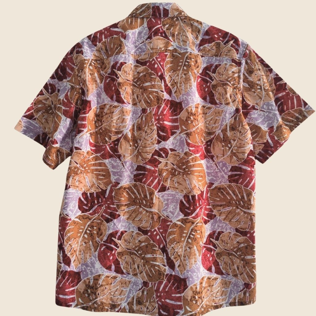 Teri'i Fenua - Chemise tahitienne monstera marron