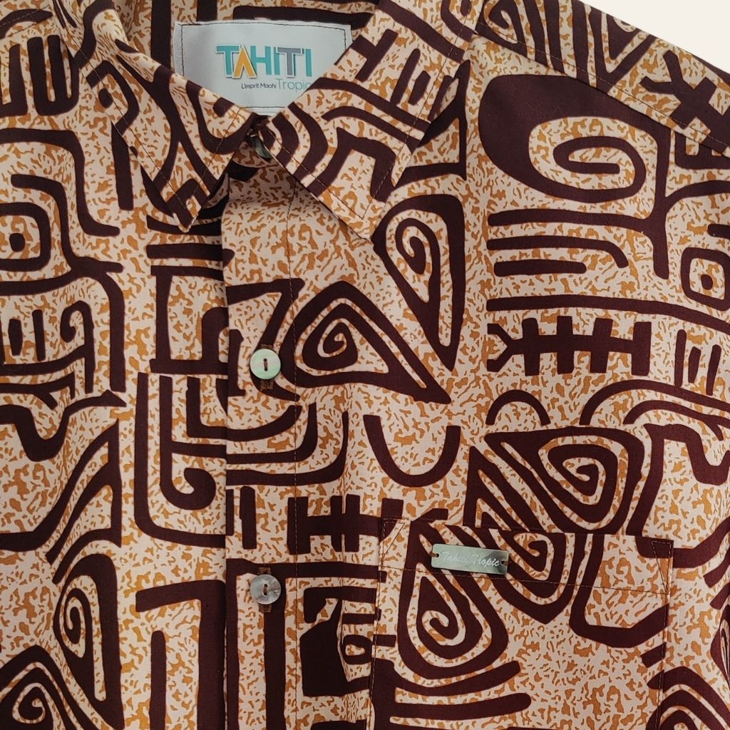 Tamatoa - Chemise tahitienne tatouages traditionnels