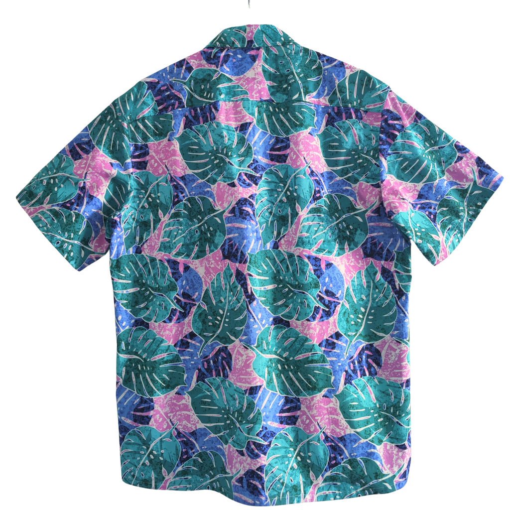 Chemise tahitienne Teri'i Moana, monstera blue