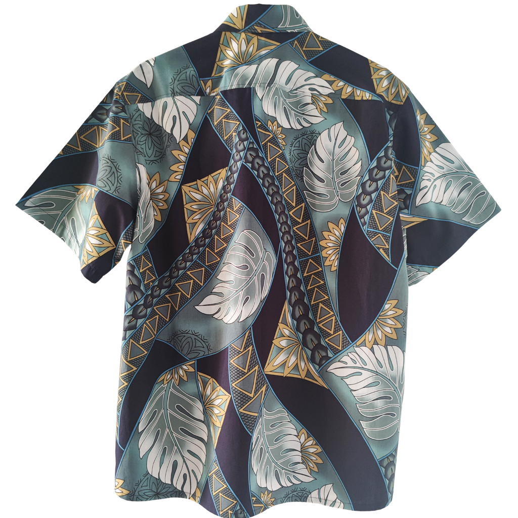 Chemise polynésienne Aitonui, tissu et nacres de Tahiti